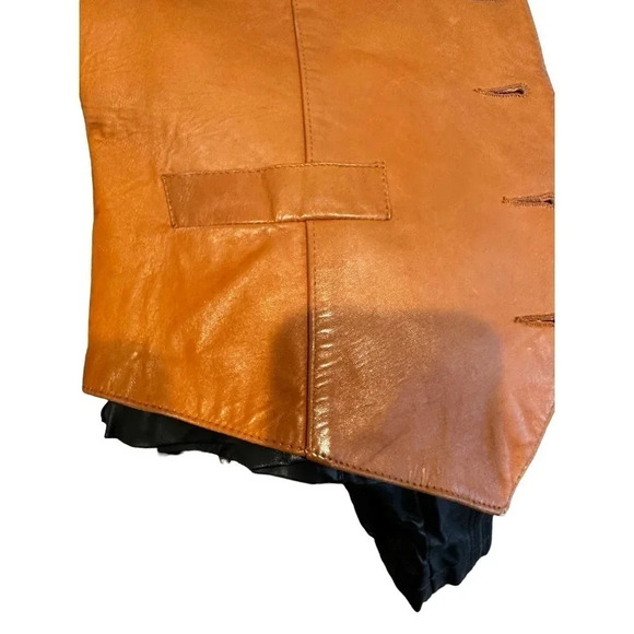 The Leatherman Of California Leather Sleeveless Button Front Vest Size 10 - Picture 7 of 9